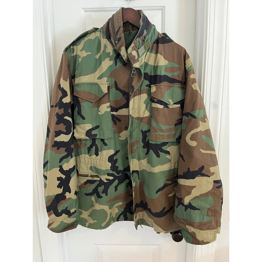 Vintage US Military M-65 Woodland Camo Field Jacket